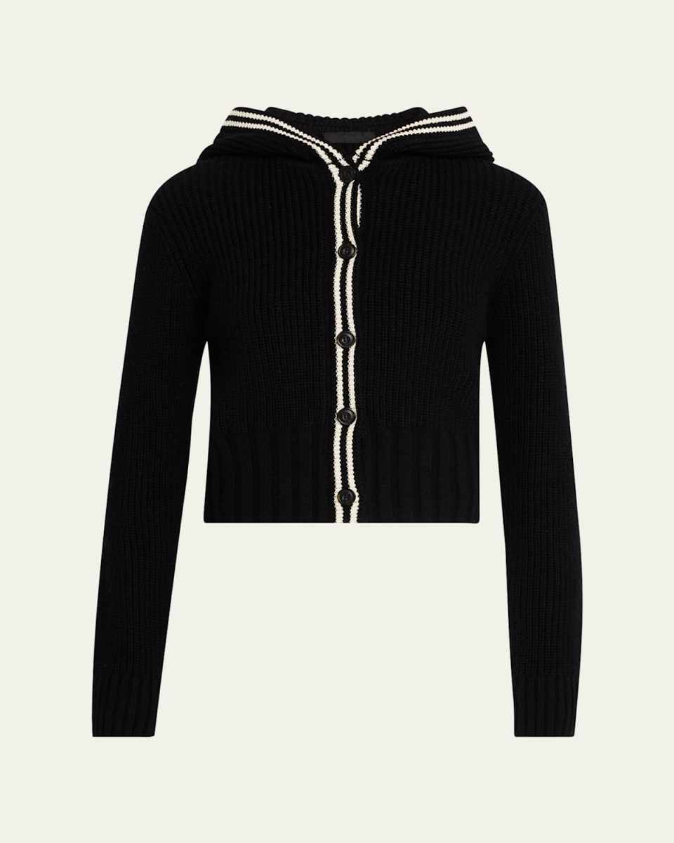 Merino Wool-Blend Hooded Cardigan